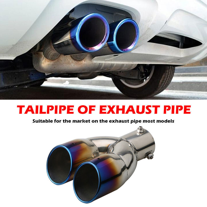 Stainless Steel Dual Exhaust Tip with 2.5 inch ID Inlet Rolled Edge Slant C
