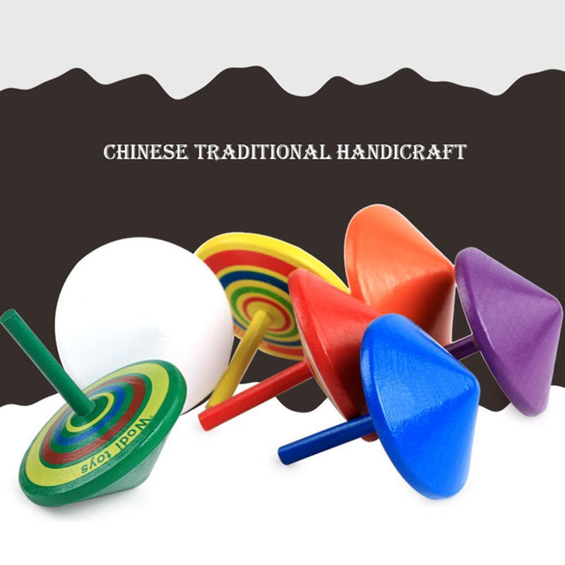 Wood Gyro Kids Toys Relief Stress Desktop Spinning Top Toys Gifts (Circle) Newly