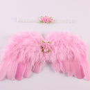 Baby Feather Flowers Photograph Props Outfits Angel Wings + Headband Set