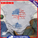 Independence Day American Tree Print Tea T-Shirt (Light Grey M)