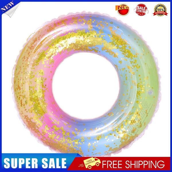 Sequin Swimming Ring Adults Kids PVC Pool Float Rainbow Circle (Color 70)