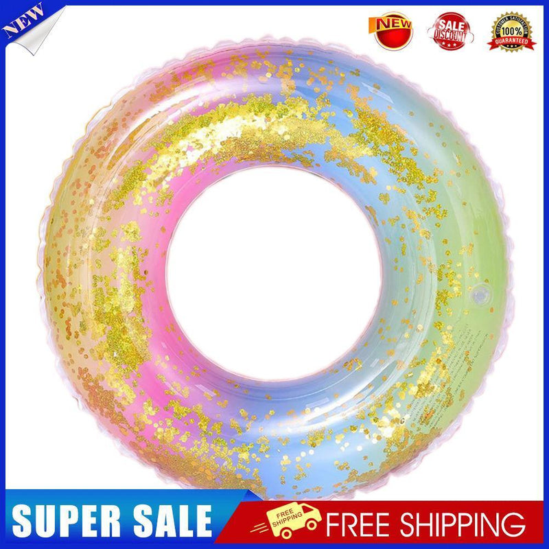 Sequin Swimming Ring Adults Kids PVC Pool Float Rainbow Circle (Color 70)