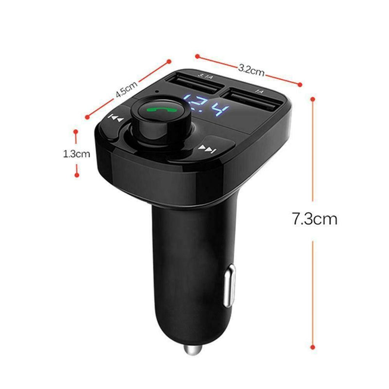 Display Car Kit FM Transmitter MP3 Player 2 USB Charger Fast Charger Adapter