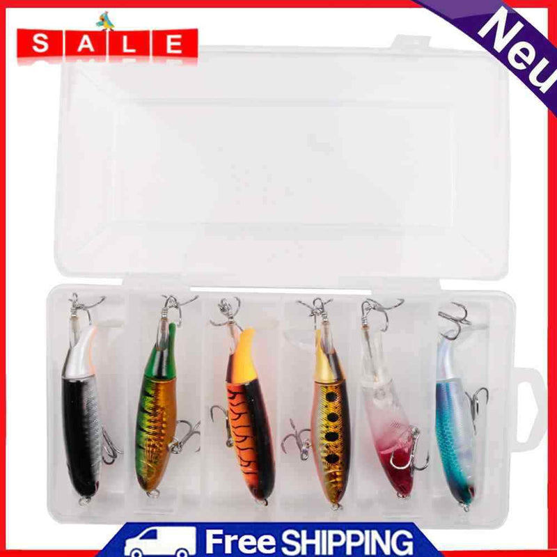 6pcs Popper Fishing Lure Wobbler Topwater Hard Bait Propeller Swimbait Fishing