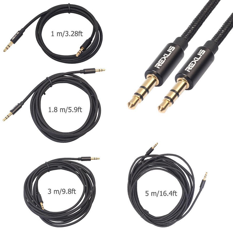 5pcs 3.5mm Jack Audio Cable Stereo Male to Male Aux Wire Cord (5m)