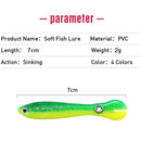 5pcs Luminous Loach 7cm 2g Lures Sinking Artificial Soft Fishing Bait (D)