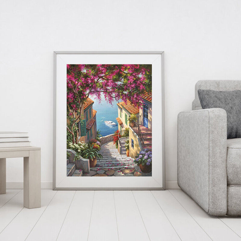 Seaside House Paint By Numbers Kit DIY Frameless Acrylic Picture On Canvas