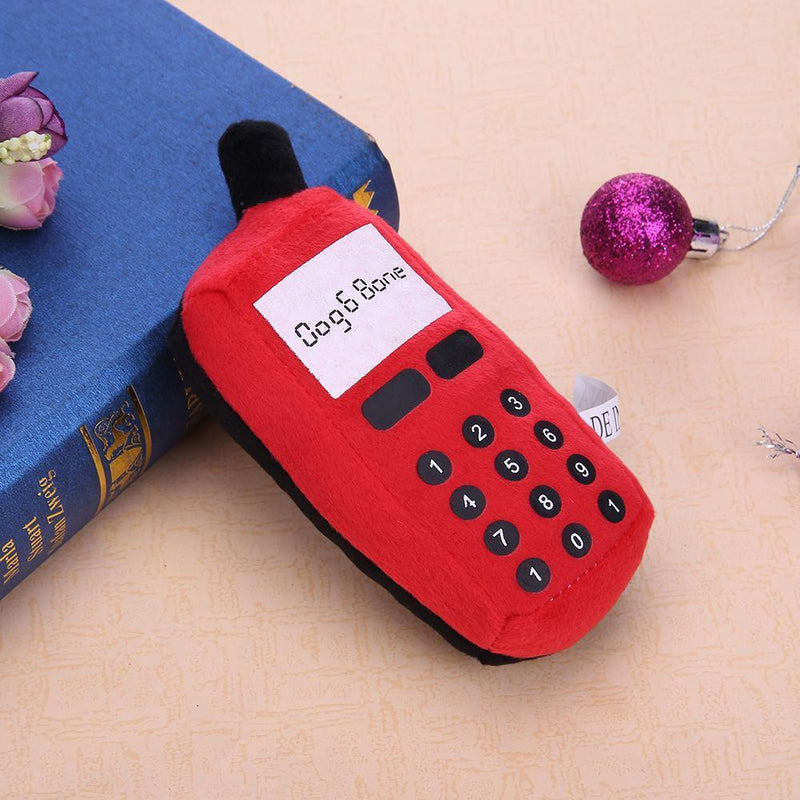 Plush Voice Sound Cell Phones Mobile Puppy Dogs Chew Squeaker Pet Toys(Red)