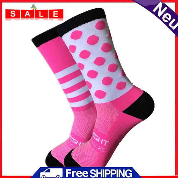Women Men Cycling Soccer Socks Striped Dot Print Outdoor Sports Basketball Socks