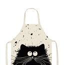 Cartoon Cat Kitchen Cotton Linen Apron Home Cooking Baking Bibs Pinafore