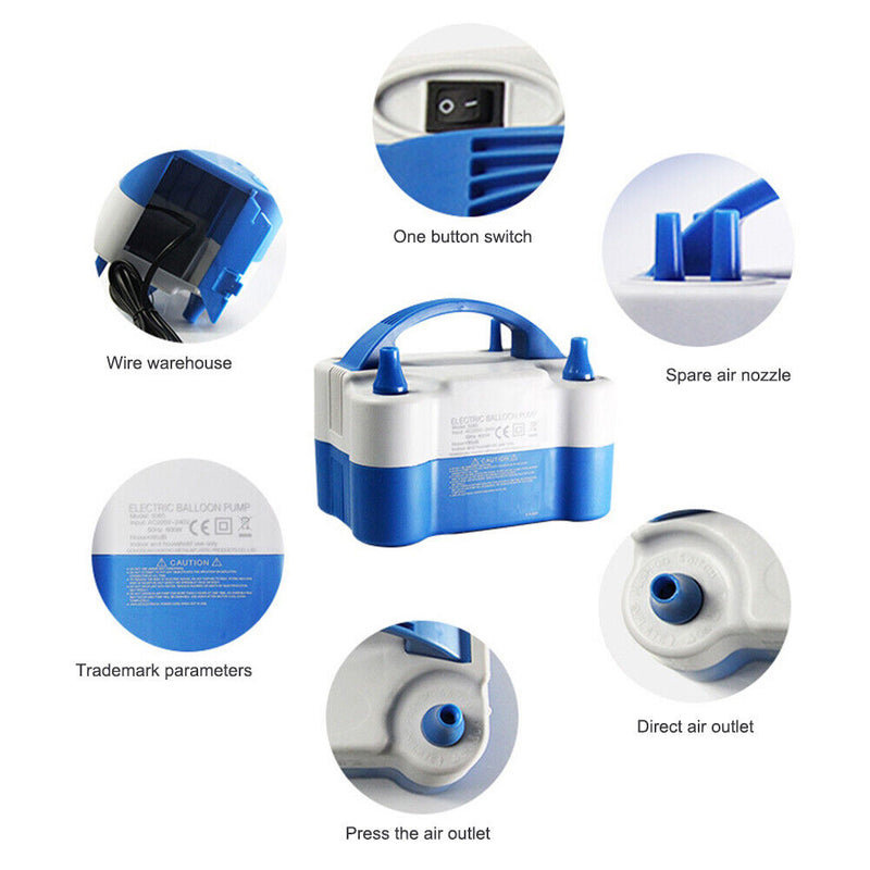 Portable Balloon Air Pump Electric Two Nozzle Inflatable Air Blower EU Plug