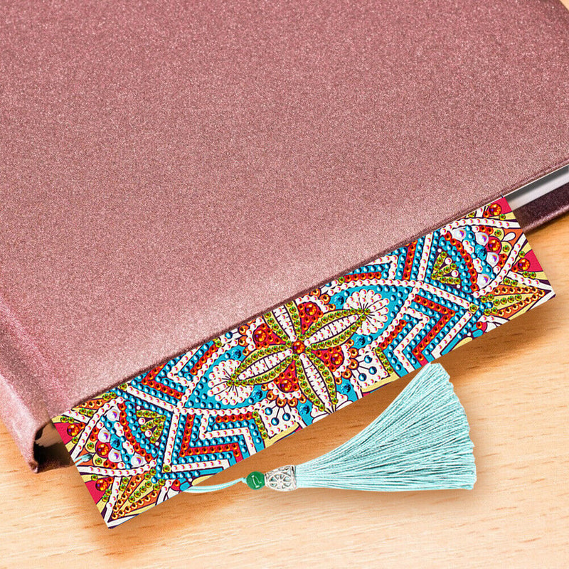 2pcs 5D DIY Special Shaped Rhinestone Bookmarks Embroidery Mandala Page Marker