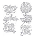 6 Pieces Words Metal Die Cuts Stencils Embossing Stencil Template Cutting  7AE\