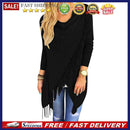 Women Long Sleeve Knitted Cardigan Loose Sweater Outwear Tassel Black M