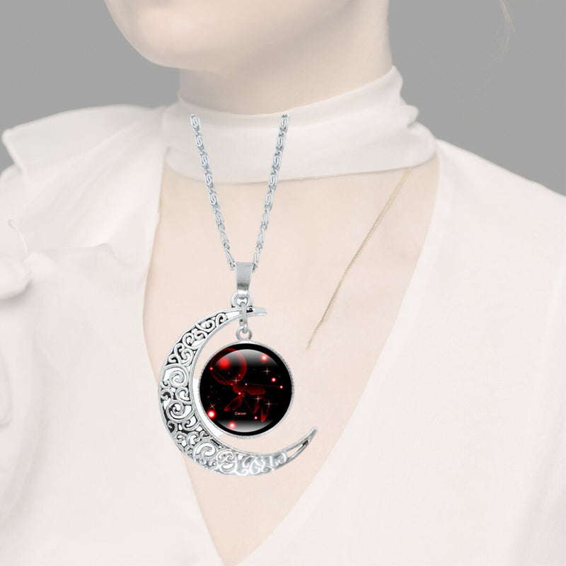 Women Girls 12 Zodiac Celestial Jewelry Moon 12 Constellation Necklace Pendant