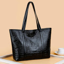 Simple Crocodile Leather Women Shoulder Bag Large Capacity Totes Travel Handbag