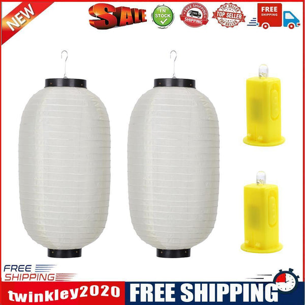 2x 8 inch Restaurant Lantern w/LED Electronic Wick Festival Indoor Decor