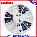 Multi-Grids Peach Heart Round Nail Art Decorations Rhinestone Nail Decoration