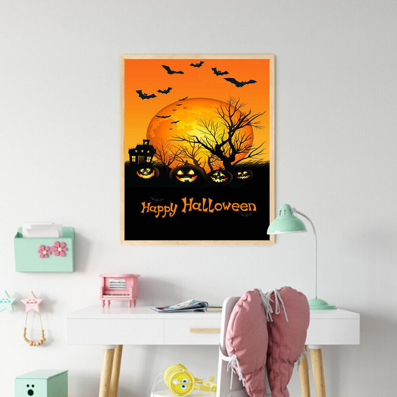 Halloween Pumpkin Bat Oil Paint By Numbers Kit Art Decor 40x50cm (B1602)