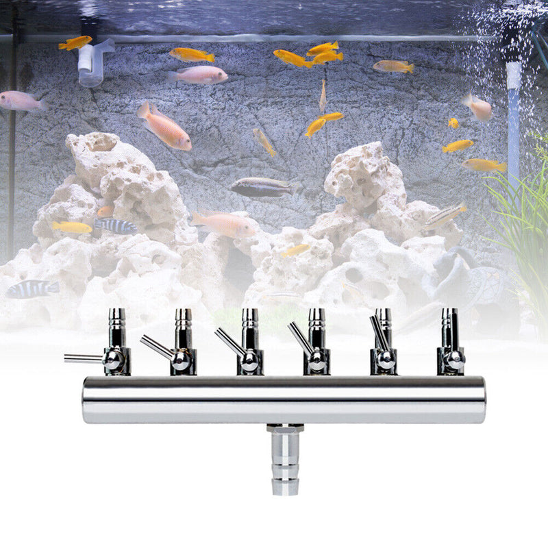 Air Oxygen Pump Aquarium Fish Tank Stainless Steel Splitter Hose (6 Ways) Newly