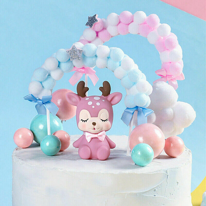 Wedding Soft Cake Flags Cloud Balloon Cake Topper Baby Shower Pompom Cloud