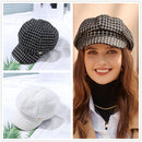 Fashion Women Grid Plaid Bonnet Cap Autumn Winter Beret Hat Warm