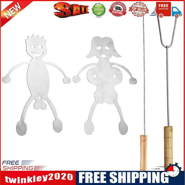 Outdoor Barbecue Fork Hot Dog Guys Grill Boy Girl Skewer Roaster Cooker (C)