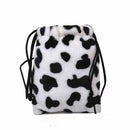 Mini Handbags Small Pouch Cow Milk Print Drawstring Bag Crossbody Bag Plush