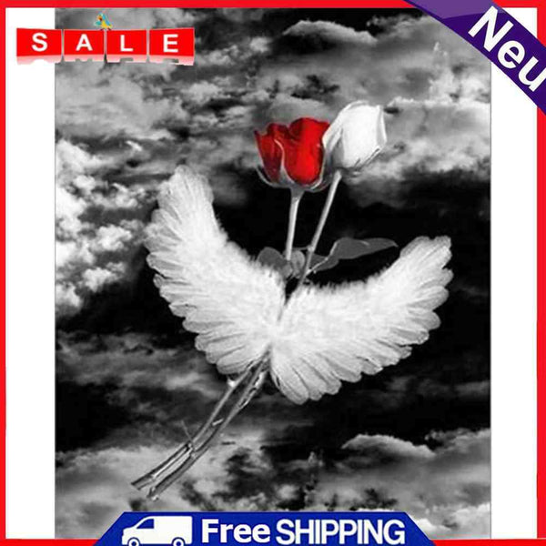 Red and white roses 40x50cm Oil Paint By Numbers Picture DIY Painting