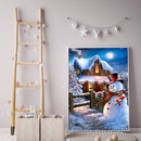5D DIY Diamond Painting Snowman House Rhinestone Kit Full Round Wall Craft
