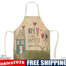 Linen Home Print Kitchen Aprons Bibs for Women Men Household Dinner Cooking