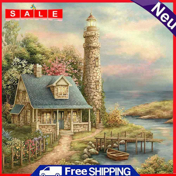 5D Diamond Painting Kit Watchtower House Full Square Drill Rhinestone DIY Wall