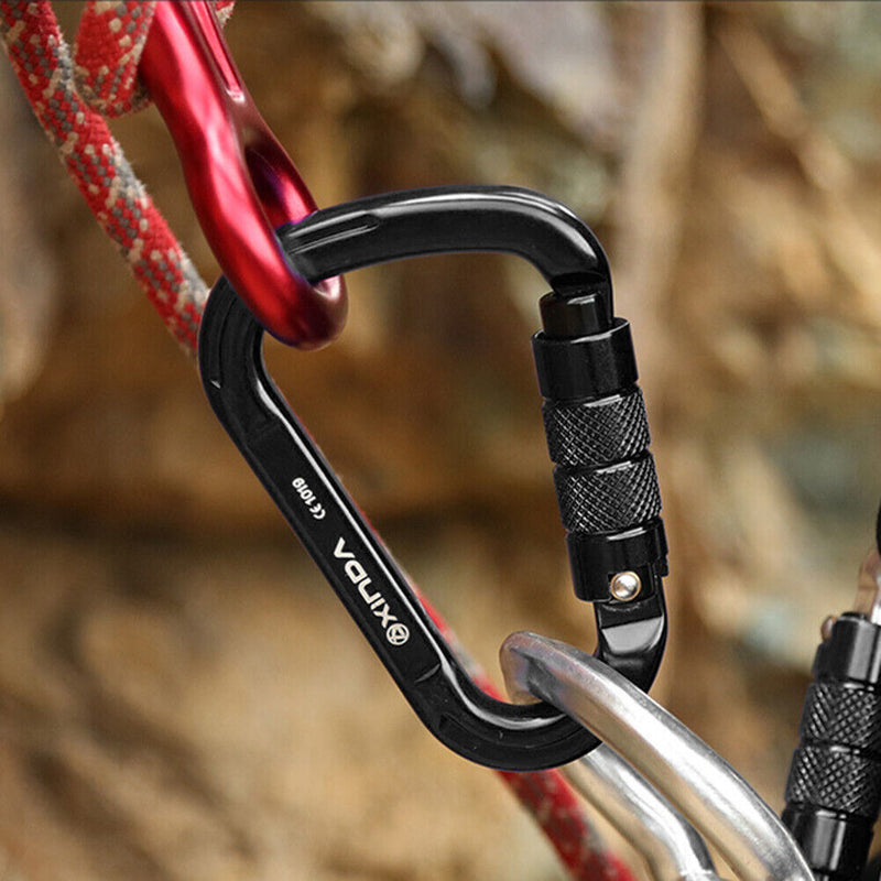 25KN Safety Auto Master Lock Carabiner Outdoor Rock Climbing Buckle (Black)