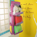 Transparent 6 Pocket Handbag Hanging Storage Bag Dust-proof Pouch (Pink)