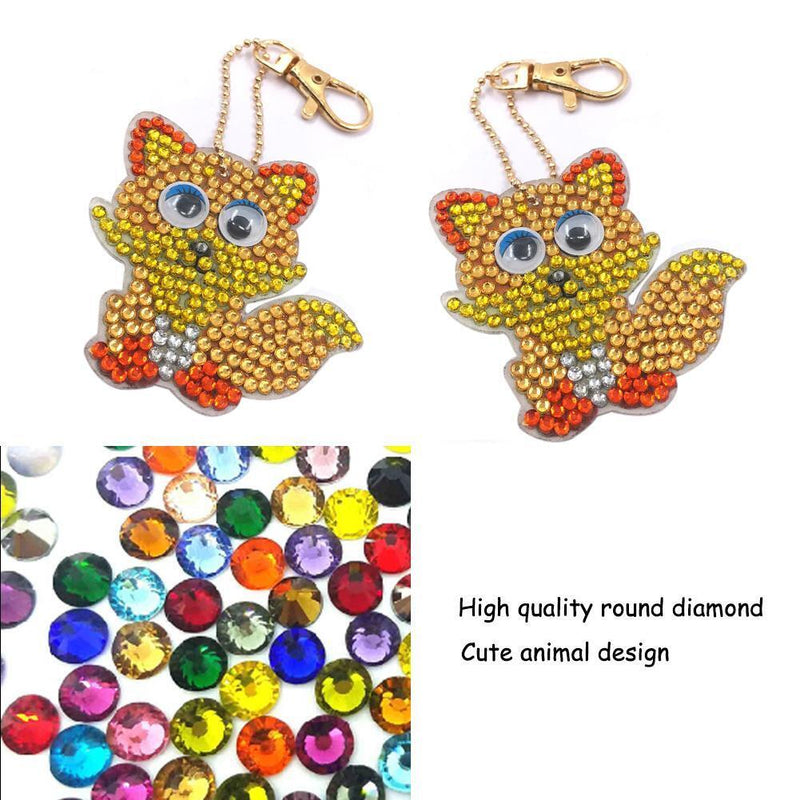 1pcs DIY Keychain Hand Made Diamond Painting Full Drill Pendants (Fox) Newly