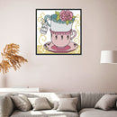 Teacup Cross Stitch Kit 14CT Stamp Embroidery DIY Needlework (J357 15x15cm)