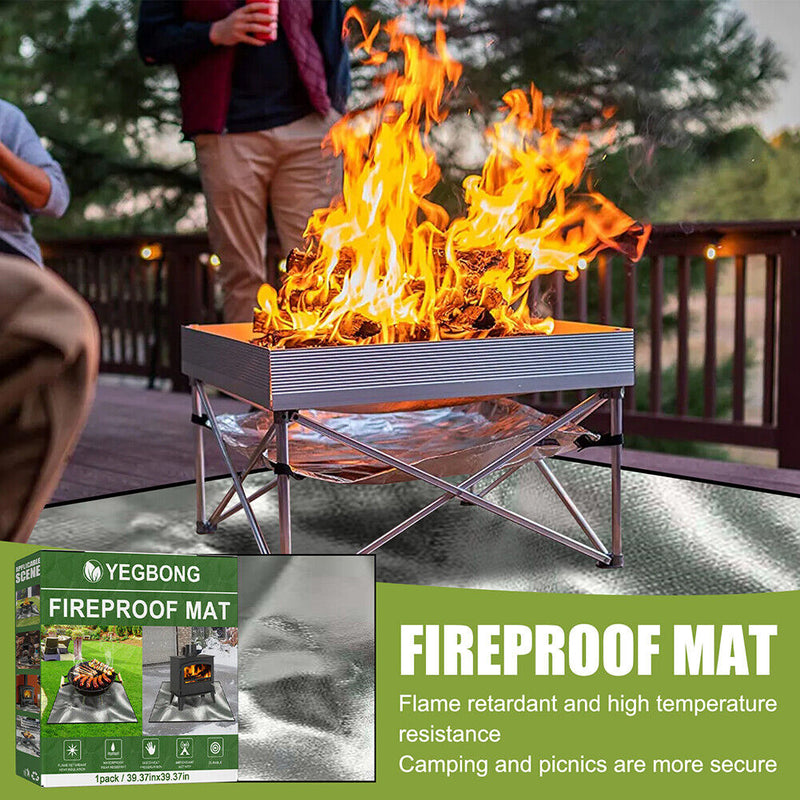 Outdoor Camping Fireproof Mat Fire Pit Grill Stove Blanket for Deck Patio Lawn