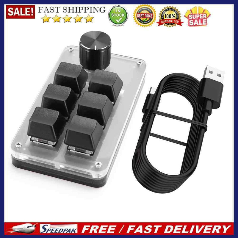 RGB Macro Keyboard Knob 6 Key + 1 Knob Programmable One-handed Mechanical Keypad