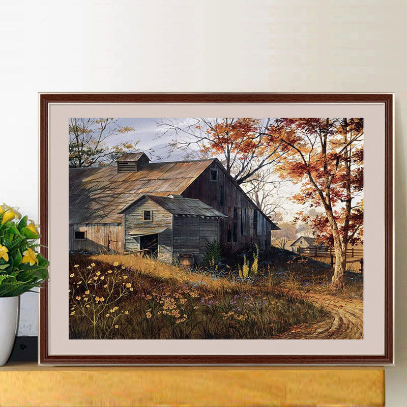 5D DIY Diamond Painting Kits Full Round Drill Autumn House Mosaic Picture Crafts