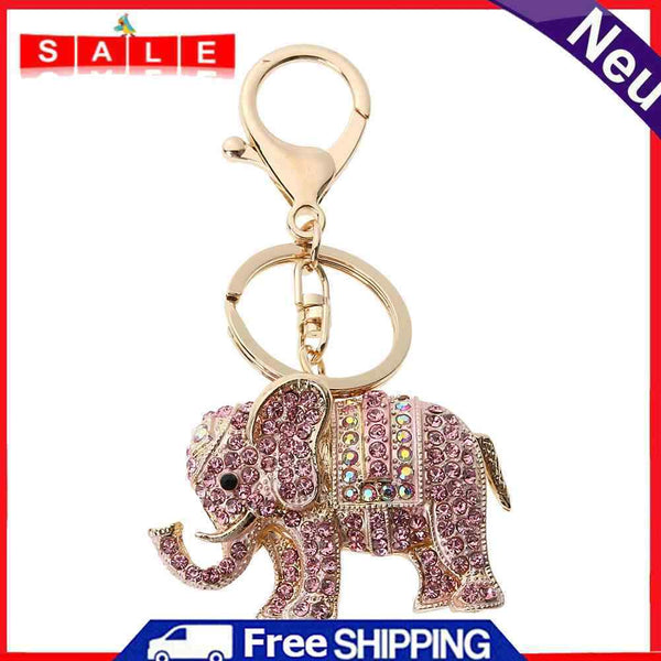 Women's Elephant, Inserted Colors, Cast Rose Keychain