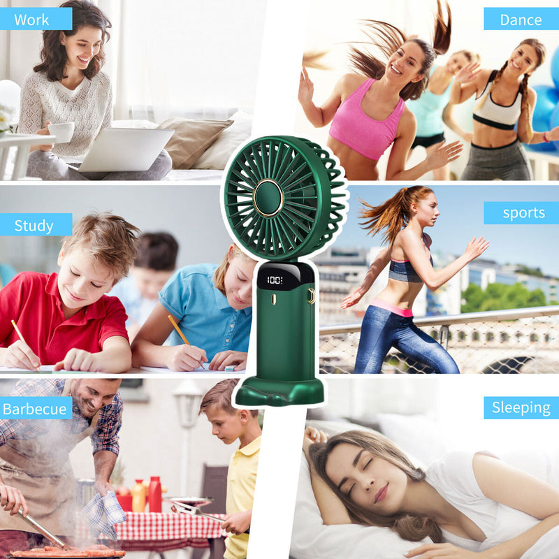 #A Portable Fan USB Rechargeable Cooling Pocket Fan 5-Speed Adjustable Ventilado