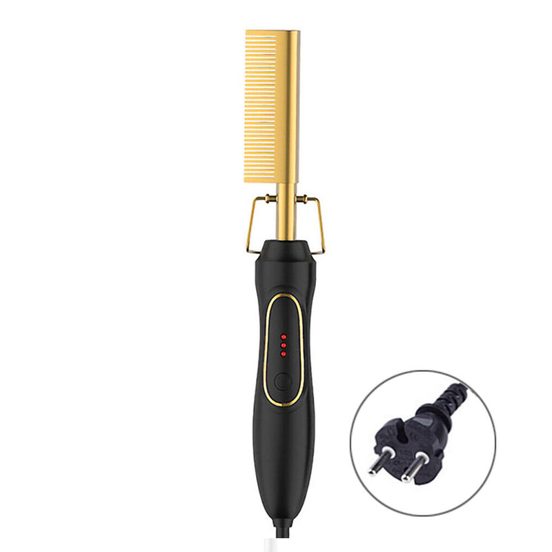 2 in 1 Hairdressing Brush Hair Straightener Curler Electric Flat Curling Ir