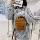 Women School Corduroy Solid Color Backpack Autumn Winter Fashion Small Rucksack