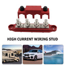 4 Post Power Distribution Block Bus Bar High Current Wiring Stud (M10 Red) Newly