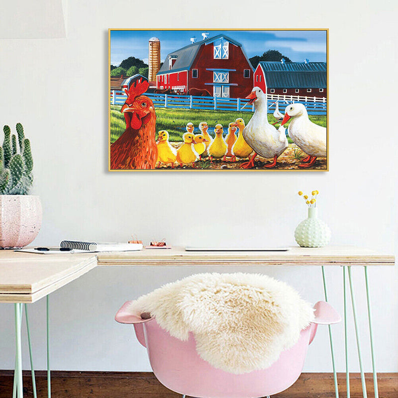 DIY Digital Picture Chickens Ducks Frameless Oil Painting By Number Handicraft