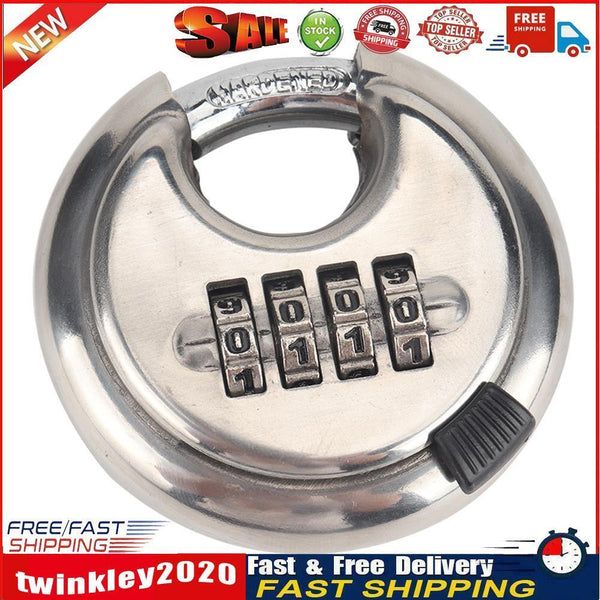 4 Digit Combination Discus Lock Keyless Stainless Steel Disc Padlock 70mm Newly