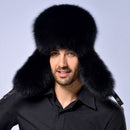 Hunting Bomber Hat with Fur Ear Flaps Men's Russian Hat Winter Trapper Hat