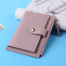 Women Fashion Multi-slot Zipper Card Holder PU Leather Mini Solid Color Wal