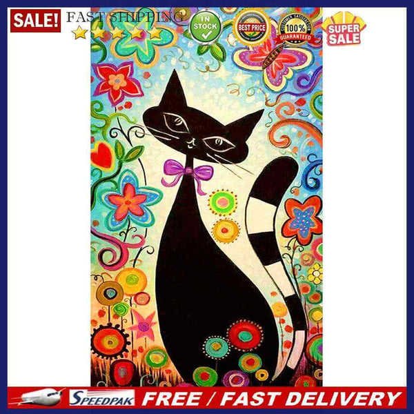 Cartoon Flower Cat Oil Paint By Numbers Wall Art Craft Coloring Drawing for Kids