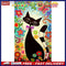 Cartoon Flower Cat Oil Paint By Numbers Wall Art Craft Coloring Drawing for Kids